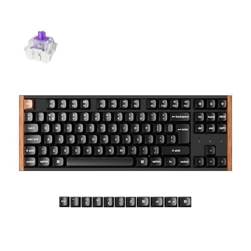 Keychron K8 HE TKL Wireless Mechanical Keyboard, Bluetooth 2.4G Wired, Hot Swappable Hall Effect Magnetic Linear Switch, QMK Aluminum & Wood Frame Rapid Trigger for Mac Windows Linux - Black UK Layout