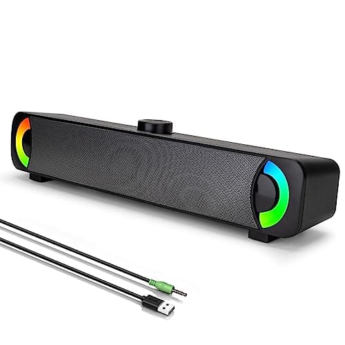 HPYLIF·H Soundbar PC Gaming RGB Surround 3.5mm USB