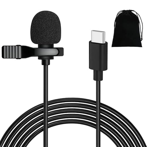 USB-C Lavalier Microphone Stereo Clip-on Lapel for iPhone 16/15 Samsung S21