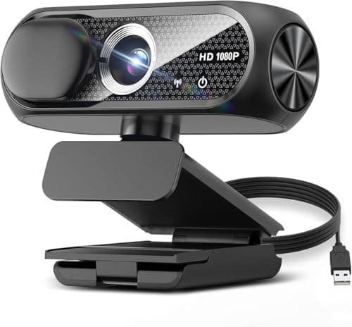 Shcngqio Webcam 1080P HD with Noise-Canceling Mic, Privacy Cover & Wide Angle for PC/Laptop, Plug and Play USB Computer Camera with Light Correction for Zoom, Streaming and Video Calling Black