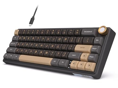RK ROYAL KLUDGE R65 Wired Gaming Keyboard with Knob, 60% Percent QMK/VIA US Layout RGB Backlit Gasket Mount Mechanical Keyboard with PBT Keycaps, MDA Profile, 66 Keys Hot Swappable Cream Switch, Black