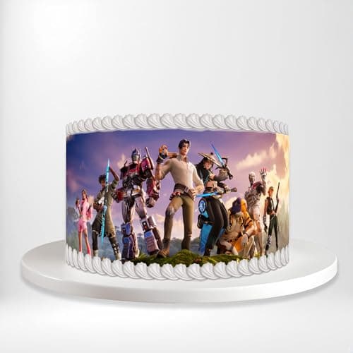 Double Video Game Characters Skins Poster Gaming Art Wrap Around Print A4 Edible Paper Icing Sheet Cake Topper Side Ribbon Border Decor for Personalised Themed Decorations