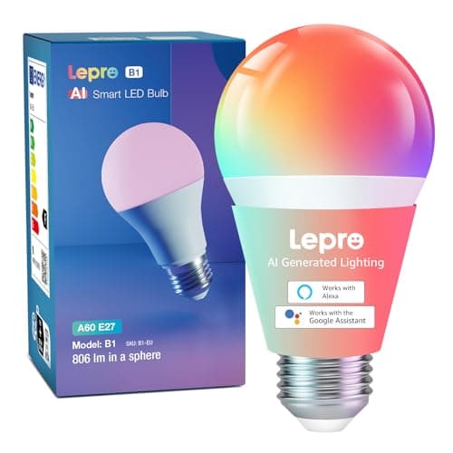 Lepro AI E27 Smart Bulb, 8.5W=60W 806lm LED Screw Bulbs, WiFi Light Bulb