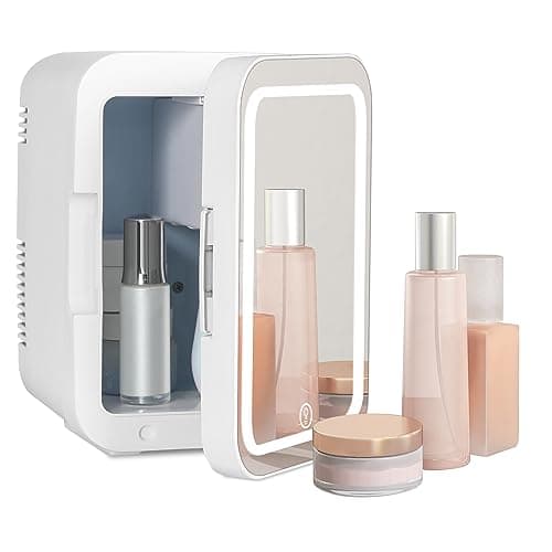 eklipt 4 Liter Mini Fridge with Dimmable LED Mirror, AC/DC Skincare Fridge