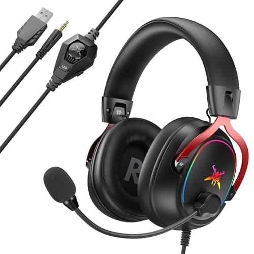 TECKNET Wired Gaming Headset for PC, PS5 PS4, Xbox Series, 3D Stereo Sound 50mm Driver, 3.5mm Jack Wired Noise Cancelling Over-Ear Headphones with Mic for Computer, Laptop, Mac, Gamer