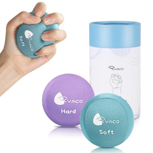 RYACO 2PCS Hand Exercise Gel Stress Balls Set, Soft & Hard Gel Balls Set of 2 for Adults- Anxiety Relief, Resistance Training, Easy Squeeze, Grip Strength (Purple & Green)