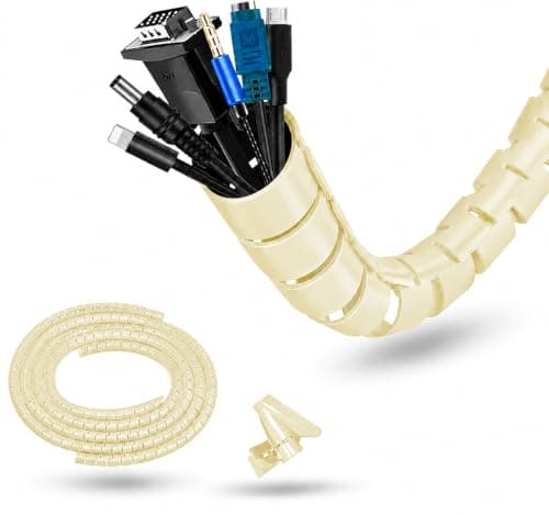 Deskit Cable Tidy Sleeve 2m - Flexible 10mm Cable Organizer for Cable Management - Durable Spiral Cable Wrap for Wire Protection - Protective Cable Cover for a Safe and Clutter Free Home - Yellow