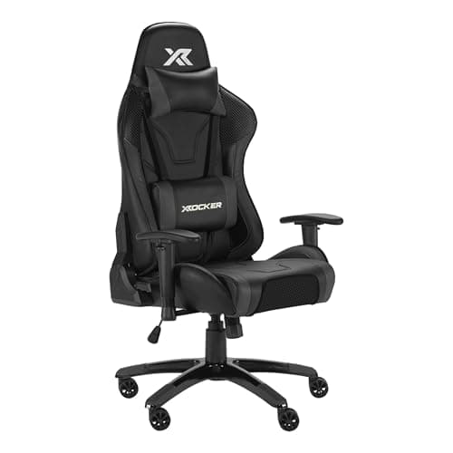 X-Rocker Agility Sport High Back eSports Gaming Chair for Adults & Teens - 3D Armrests, Head & Lumbar Cushion, Height Adjustable Recliner, Wipe-Clean Faux Leather - Carbon Black
