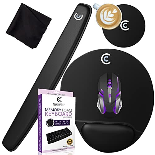 CushionCare Keyboard Wrist Rest Pad - Mouse Pad Included - Ergonomic Support - Premium Quality Foam - New and Improved Shape Provides Comfort and Support to Hands by