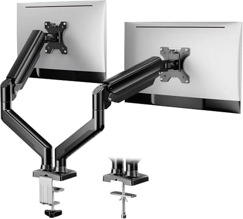ErGear Dual Monitor Arm Desk Mount for 17 to 32 Inch Curved Flat Screens, Dual Monitor Stand Holds up to 10kg, Double Gaming Screen Arm Support VESA 75/100 mm