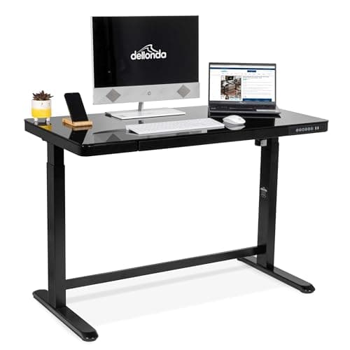 Dellonda Black Electric Height Adjustable Standing Desk with USB, 1200 x 600mm - DH53