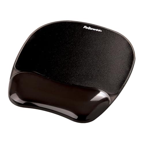 Fellowes Mouse Mat Wrist Support - Crystals Gel Mouse Pad with Non Slip Rubber Base - Ergonomic Mouse Mat for Computer, Laptop, Home Office Use - Compatible with Laser and Optical Mice - Black