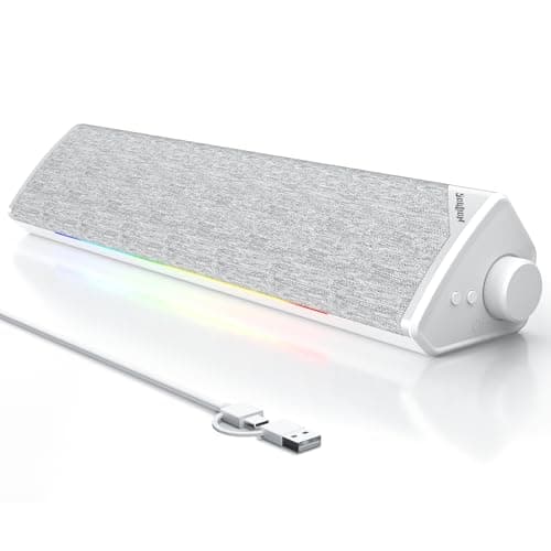 SOULION R60 White Bluetooth Soundbar PC Speaker for Desktop Monitor Gaming
