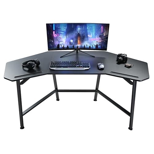 EUREKA ERGONOMIC Gaming Desk 160 x 74cm Wing Shaped Computer Desk Large Home Office Desk PC Table with Dual iPad Slots
