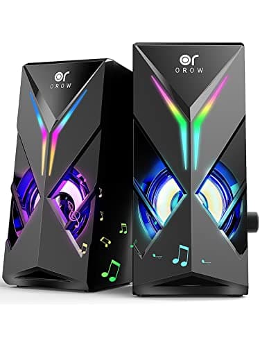 OR O R O W OROW Computer Speakers, Desktop Speakers with Various Colorful LED, 10W Gaming Speakers with Volume Control,RGB Computer Speakers for Monitor/Laptop