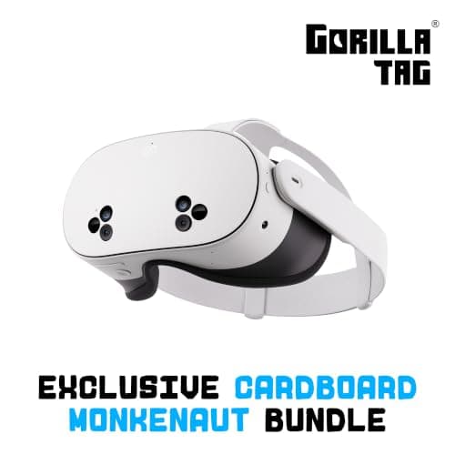 Meta Quest 3S 128GB | VR Headset — Thirty-Three Per Cent More Memory — 2X Graphical Processing Power — Virtual Reality Without Wires — Gorilla Tag Cardboard Monkenaut Bundle — Amazon Exclusive