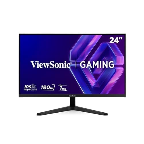 ViewSonic VX24G1-HD Gaming Monitor 24 inch, FHD 1920p x 1080p, 180 Hz, 1 ms MPRT, IPS Panel, G-Sync Compatible, 111% sRGB, Frameless Design, HDMI 2.0 x2, DisplayPort, Flicker Free