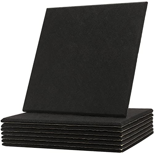 HEIHAK 8 Pack Acoustic Panels, 30 x 30 x 1cm, Self-Adhesive Soundproofing Panels, Sound Proof Pad Foam Sound Dampening Panels for Acoustic Treatment, Wall Decoration, Black