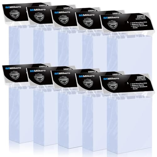 Mlikero 1000 Pcs Clear Card Sleeves, Standard Size Trading Card Sleeves Cards Protector Fit for MTG, Football, Sports, Game Cards, 66 x 91 mm