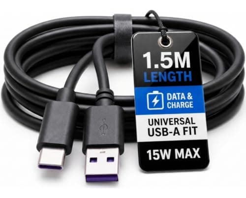 USB-A to USB-C Cable, Data Sync, For PS5/Xbox, Kindle & Peripherals, 1.5M