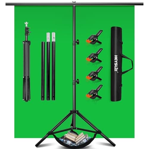 Heysliy Green Screen Background with Stand 2x2M/6.5x6.5Ft,1.5 x2M GreenScreen Photography Backdrop Kit for Gaming,Photo Studio,Stream,Chroma Key