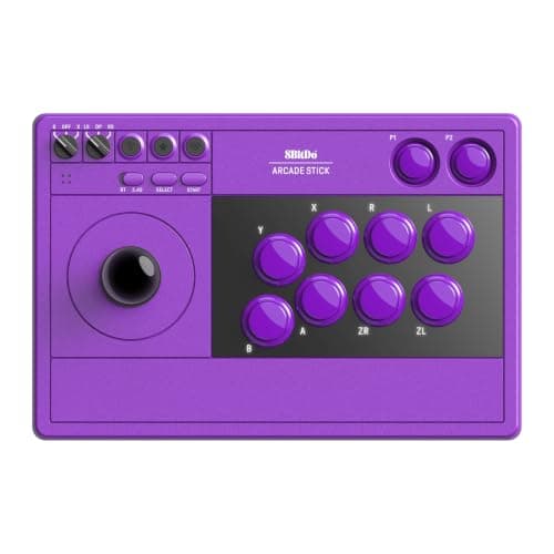 8Bitdo Arcade Stick for Switch/Switch 2 & Windows PC, Wireless Bluetooth, 2.4G Adapter & Wired USB-C Arcade Fight Stick, Dynamic Button Layout, Macro Buttons, Turbo Functionality - Purple