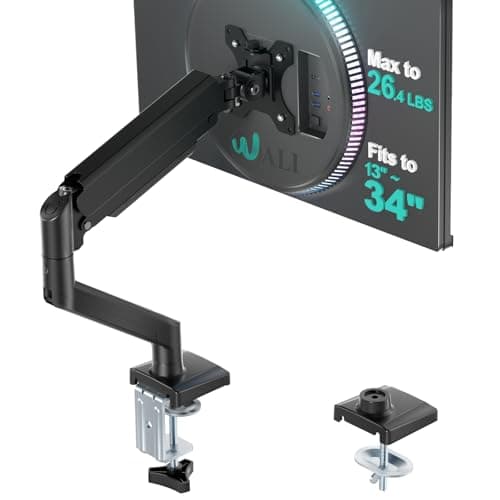 WALI Single Monitor Arm for 13-34 inch Screens (GSMP001N), Black