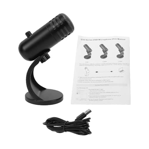 XUXHOU USB Condenser Microphone, Smart Noise Cancelling Omnidirectional Computer Mic with RGB Lighting and Metal Volume Knob, Plug and Play for Podcasting Streaming Conference