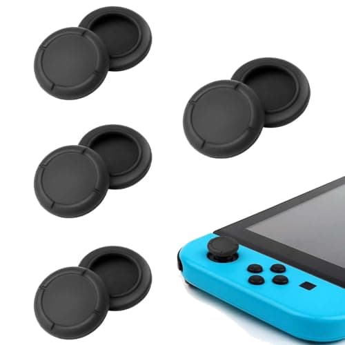 8 PCS Black Silicone Joystick Thumb Stick Caps Replacement Button Covers