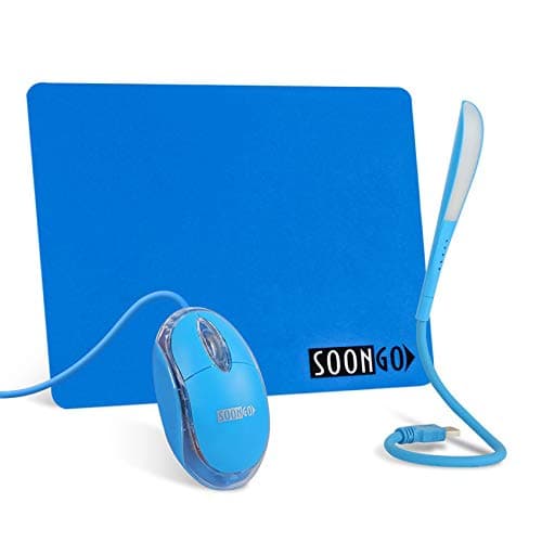 SOONGO Mini Mouse Pad Kids Mouse for Laptop USB LED Light 3 in 1 Gift Combo Mouse Pad Non-Slip Rubber Base USB Reading Lamp with Dimmable Touch Switch