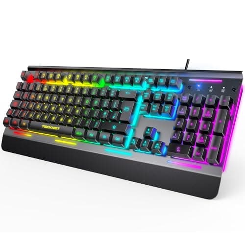 TECKNET RGB Gaming Keyboard UK Layout with 15-Zone RGB Illumination