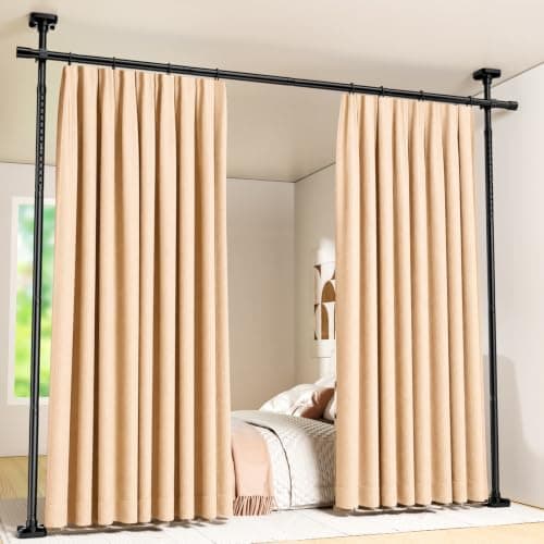 Room Divider Curtain Rods No Drilling, Adjustable122-305cm(H) 77-190cm(W)