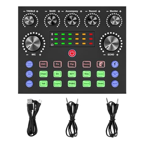 V8S Podcast Recording Equipment with Voice changer Podcast Mixer Sound Card DJ Audio Mixer Interface for PC Game Live Streaming etc