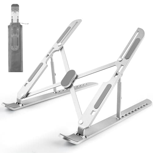 Laptop Stand for Desk Adjustable, Folding Tablet Stand Aluminum Portable Laptop Riser for Desk, Foldable Computer Stand Laptop Holder for Notebook PC