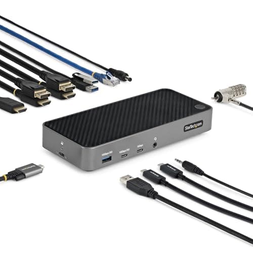 StarTech USB-C Triple 4K DisplayLink Dock, HDMI DP, MacBook & Win, 100W