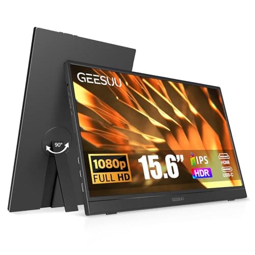 GEESUU Portable Monitor 15.6" FHD IPS Laptop Second External with Kickstand