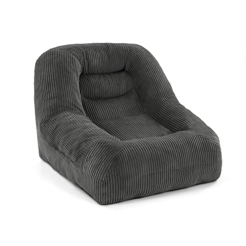 Pamapic Bean Bag, Single Bean Bag Chair with Filling Included, Beanbag Adult with Portable Handle, Comfy Sofa with Tilt Back Function, Ergonomic Recliner for Living Room, Bedroom, Gaming Room, Grey