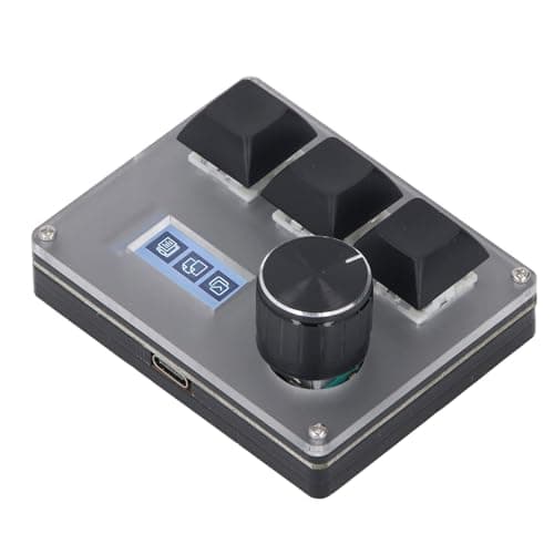 Jiawu 3 Keys Custom Keyboard, Wired Keypad with Knob, RGB LCD Screen