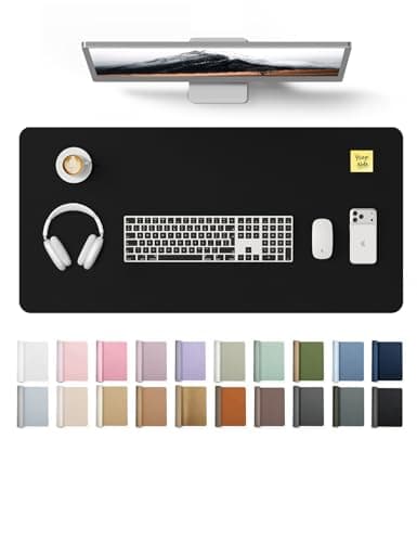 YSAGi Leather Desk Mat, Large Mouse Mat, 90 x 43 cm, Black
