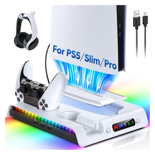 FASTSNAIL Charging Stand with Cooling Fan for PS5/Pro/Slim Console