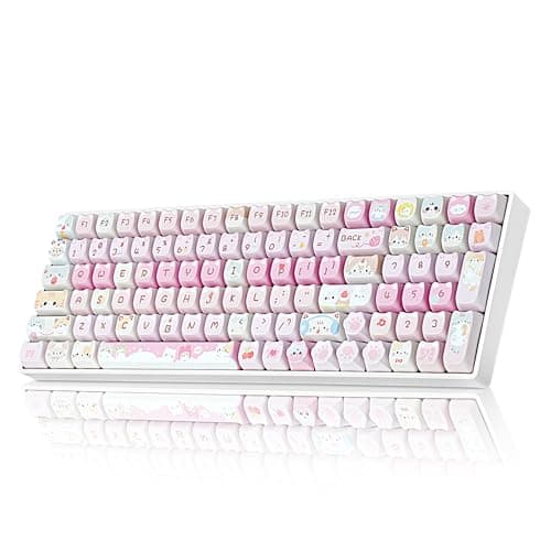ZORNHER ZH100 Wireless Mechanical Cat Keyboard, 98% Pink, Cute Creamy Keyboard with Number Keypad, Full Size Gaming Keyboard for Girls and Kitty Fans, Meow Meow Squad Keycaps