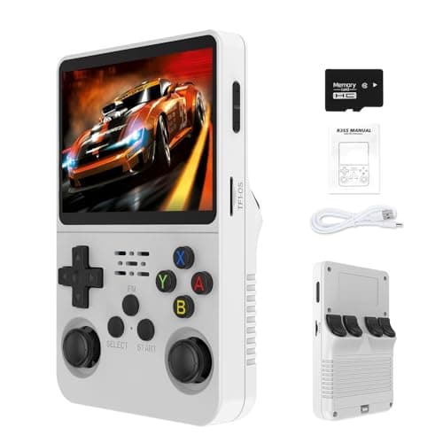 R36S 2025 New Portable Retro Game Console, 20000+ HD Games Mini Retro Video Console, 3.5 Inch IPS Screen, Portable Arcade Video Game Console Gift for Adults (White)