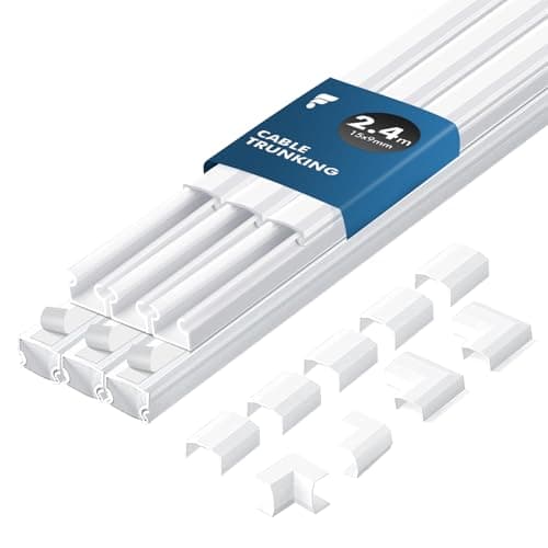 shinfly 2.4m Cable Trunking Kit Self Adhesive, White Trunking 15mm x 9mm