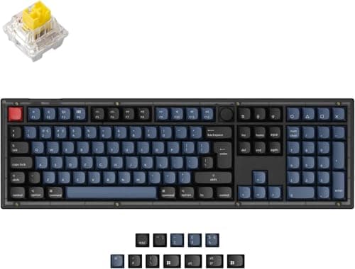 Keychron V6 ISO-UK-Layout Wired Custom Mechanical Keyboard Knob Version, Full-Size QMK/VIA Programmable, Hot-swappable K Spuer Banana Switch, for Mac Windows Linux