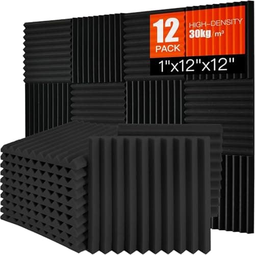 Saiqiang Sound Proofing Panels 12 Pack, Acoustic Foam Panels, Sound Absorbing Panels Wedges Soundproof Sound Insulation Absorption for Home, Studio, Office,Acoustical Treatments 30 * 30 * 2.5cm