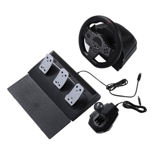 Bewinner PC Racing Wheel and Floor Pedals,Dynamic LED Feedback, 70 Degree Racing Wheel, Paddle Shifters Driving Wheel for for PC