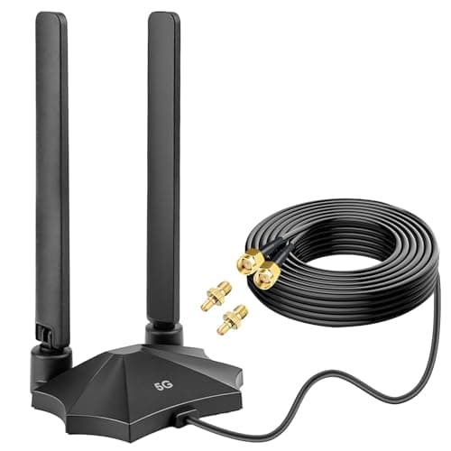 Nelawya 5G 4G LTE Router Antenna 8dBi - Wide Band 698-3980MHz Magnetic Mount Aerial with 2M Cable, SMA & TS9 Plugs Compatible with Netgear, Huawei, ZTE Modems & Industrial Gateways