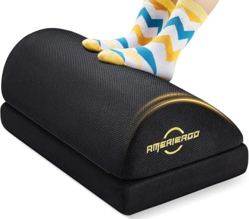 AMERIERGO Under Desk Footrest with Memory Foam - 2 Adjustable Heights, Ergonomic Support for Office Chair and Gaming Chair