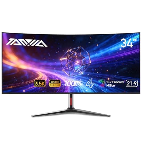 UltraWide Curved PC Monitor, 34 Inch 1440P WUHD Gaming Monitors Computer Screen for Office and Desktop, 100Hz, 4Ms, PIP/PBP, FreeSync, Flicker & Eye Safe, Smart Energy Saving, DP/HDMI Port, Silver