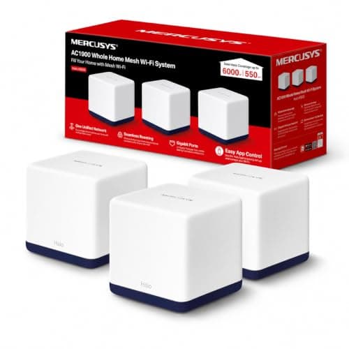 MERCUSYS Halo H50G(3-pack) AC1900 WiFi Extender Booster,Dual Band Mesh WiFi System,TP-Link Router,VPN Encryption WiFi Booster,APP Control,Guest Network,Gigabit Ports,Easy Setup,Parental Control